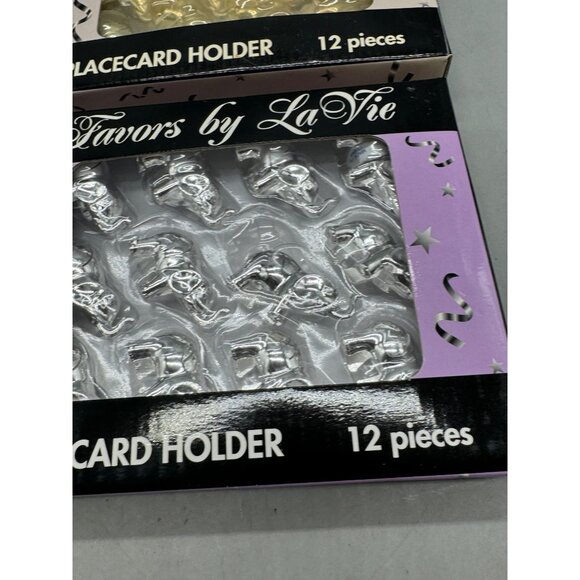 Favors La Vie Placecard Holder Elephant Design Gold Silver 12 Pieces Party Decor - Picture 3 of 7